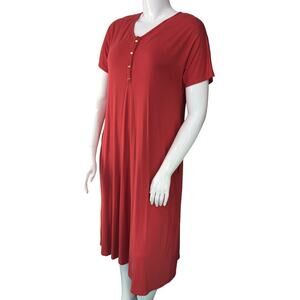 Dwell And Slumber Womens Size M L Maternity Caftan Shirt Dress Short Sleeve USA